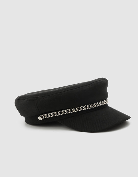 체인 디테일 베이커 보이 모자