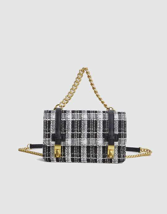 트위드 체크 숄더 백