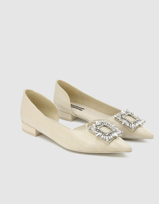 라인스톤 포인티드 플랫 펌프스