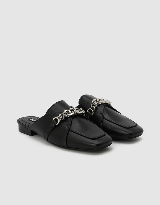 체인 디테일 플랫 뮬