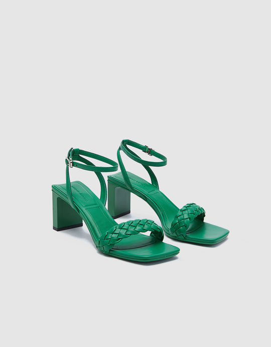 스퀘어 토 우븐 힐 샌들