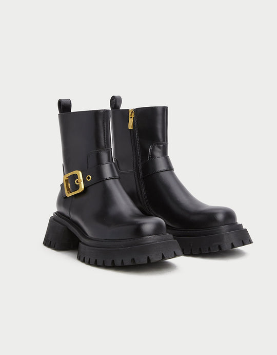 버클 식 사이드 지퍼 부츠