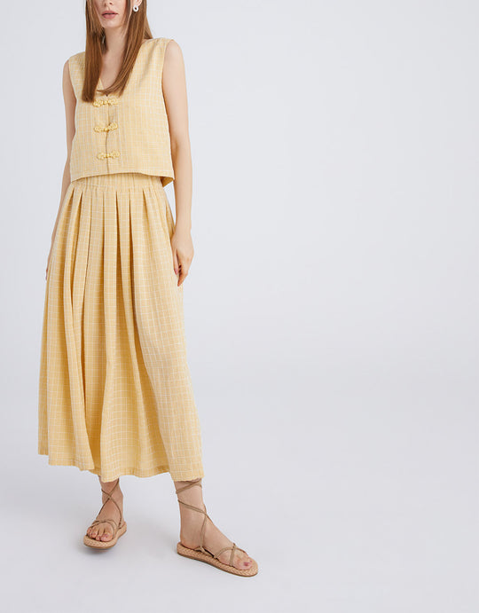 엘라스틱 웨이스트 플레이드 스케이팅 스커트