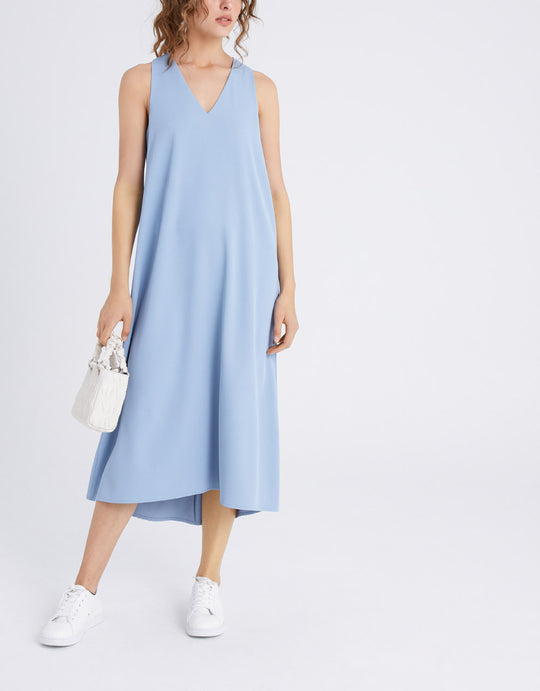 V넥 슬리브리스 A라인 드레스