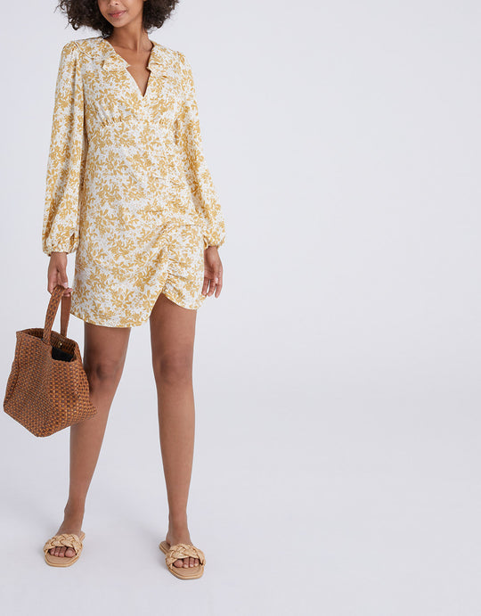 플로럴 프린트 주름 장식 드레스