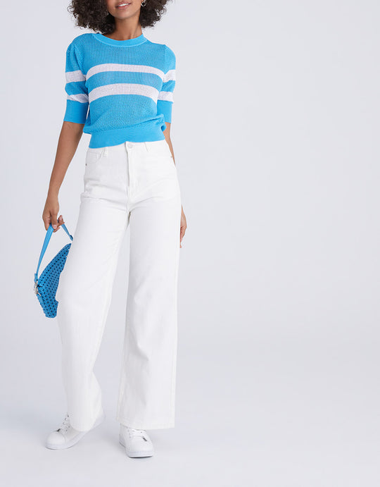 스트라이프 패턴 니트 탑