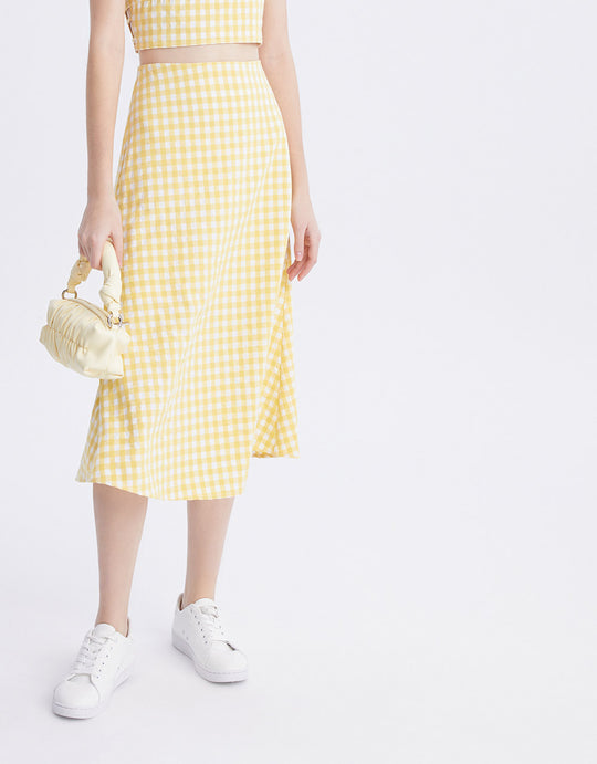 체크 A라인 스커트