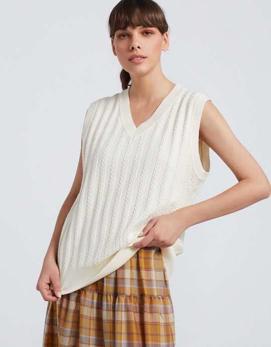 V넥 미니 니트 뷔에스트