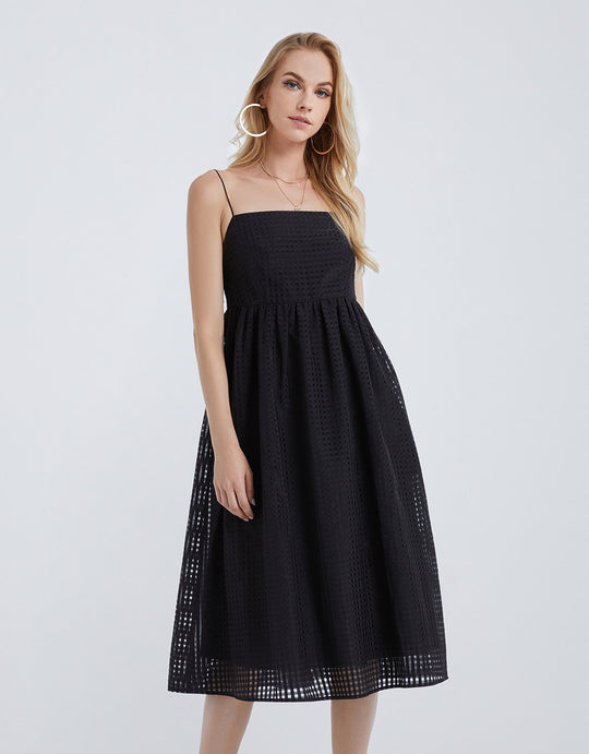 슬리브리스 스퀘어 카라 스케이터 드레스