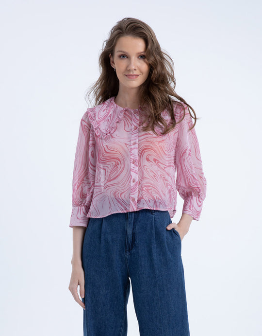 러플 라펠 셔츠