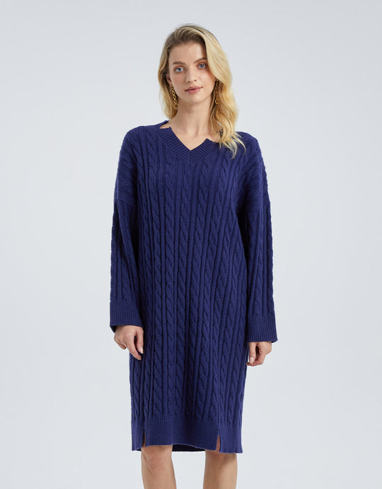 V넥 니트 드레스