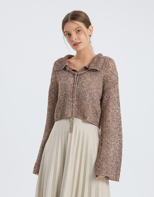 라펠 니트 티셔츠