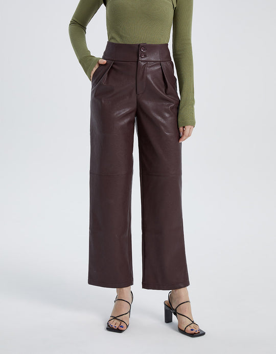 PU 롱 스트레이트 팬츠