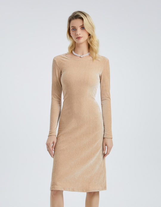 긴팔 백리스 드레스