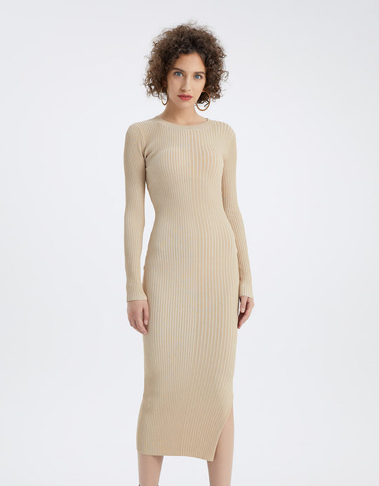 긴팔 스키니 롱 니트 드레스