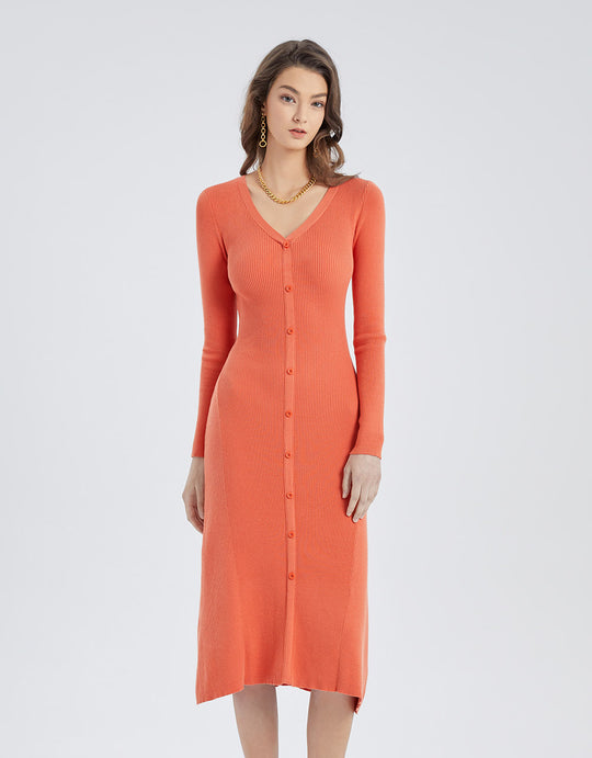 V넥 니트 드레스