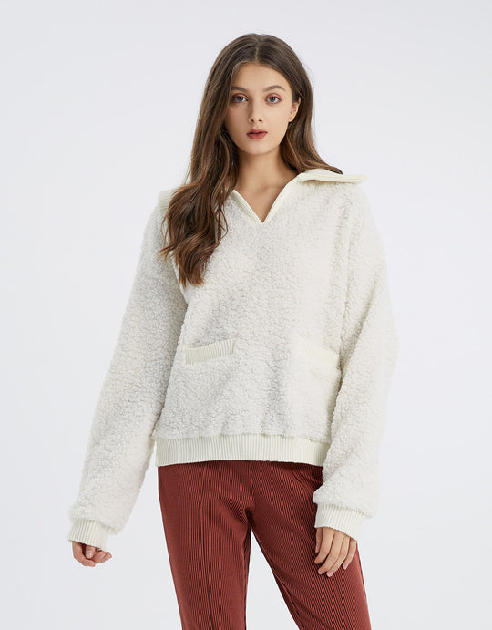 캐주얼 뽀글이 라펠 맨투맨