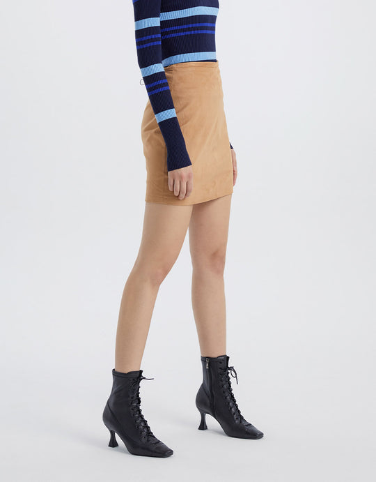 플레인 지퍼 백 쇼트 스커트