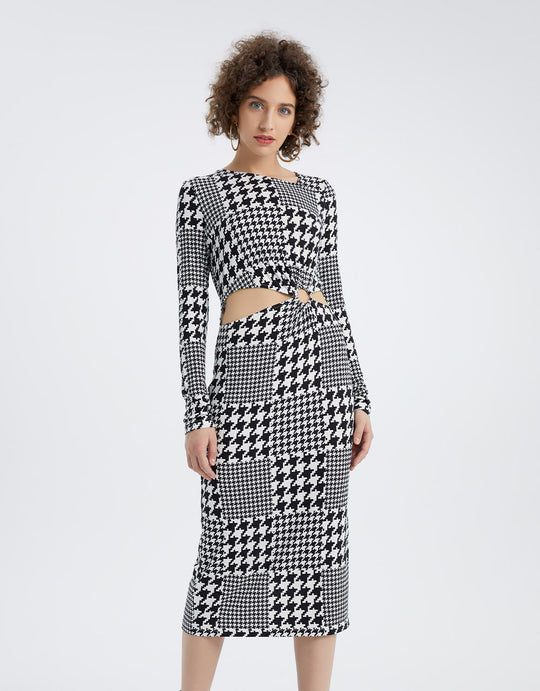 긴팔 꼬임 포인트 스키니 드레스