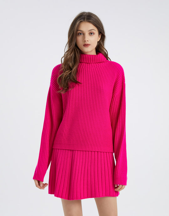 로즈 터틀넥 니트 티셔츠