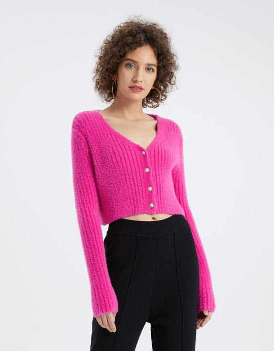 버튼업 V넥 숏 가디건