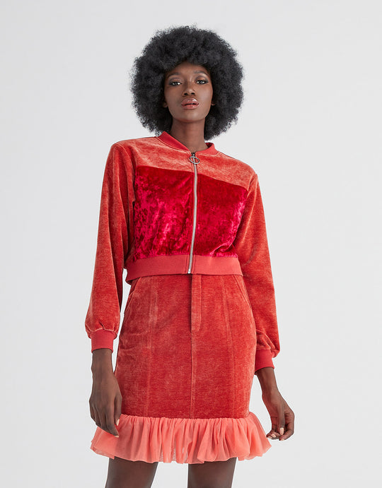 벨벳 투톤 베이스볼 재킷