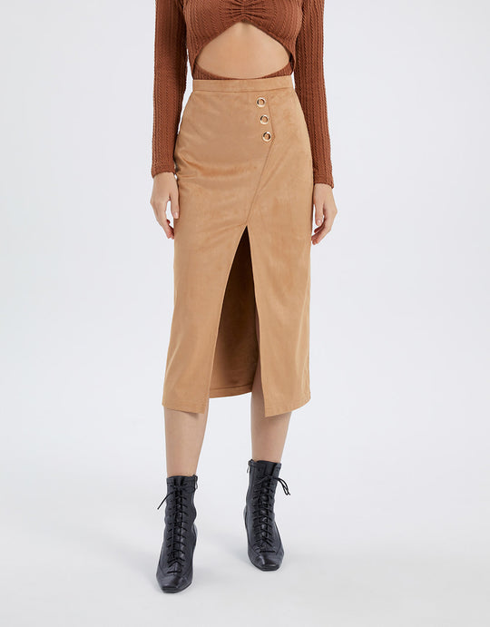 스플릿 허벅지 미디 스커트