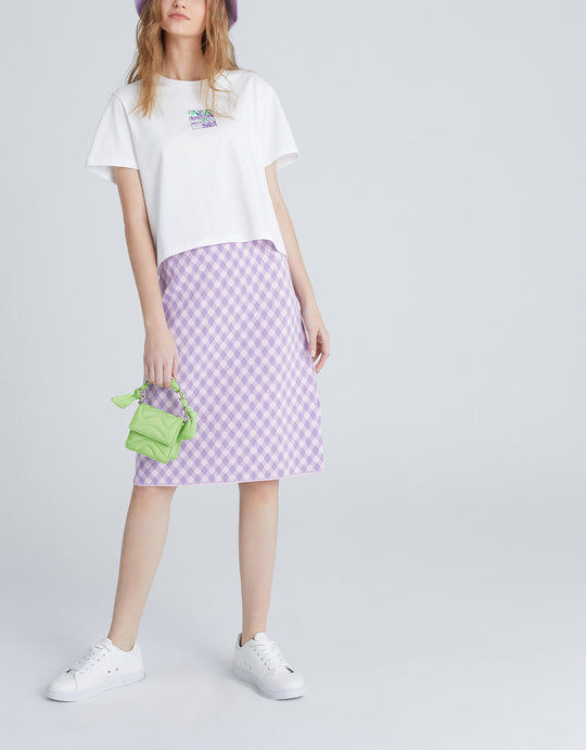 프린트 디테일 크루넥 티셔츠