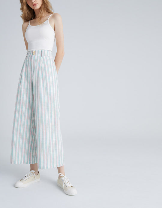 스트라이프 와이드 팬츠