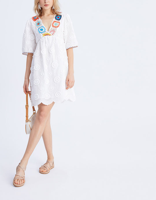 크로셰 디테일 플로럴 드레스