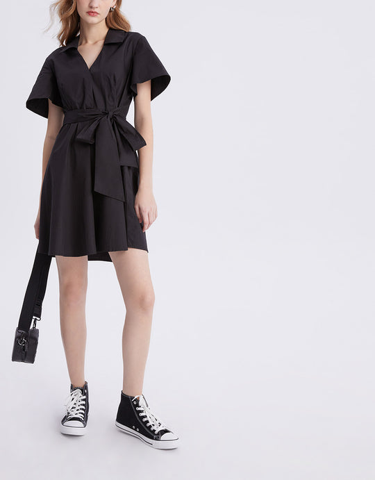 플레인 벨트 셔츠 드레스