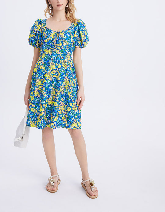 퍼프 슬리브 플라워 드레스