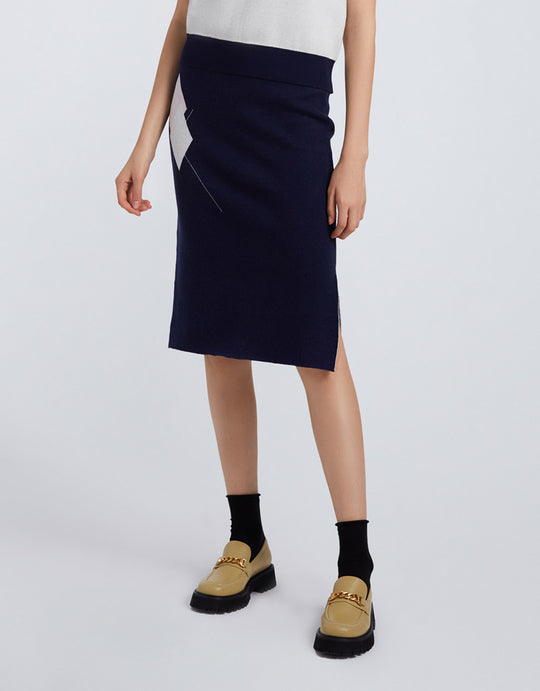 스키니 미디 니트 스커트