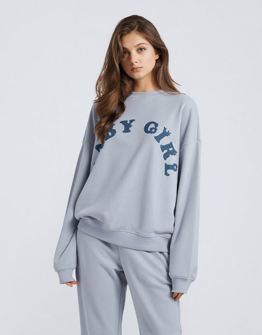 오프 숄더 크루넥 루즈핏 맨투맨