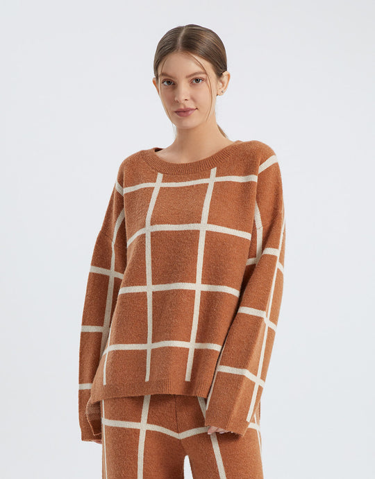 빅 체크 스웨터