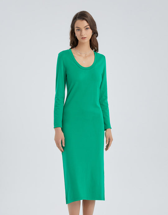 표준 크루넥 스트레이트 드레스