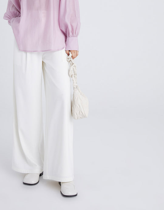 우븐 롱 와이드 팬츠