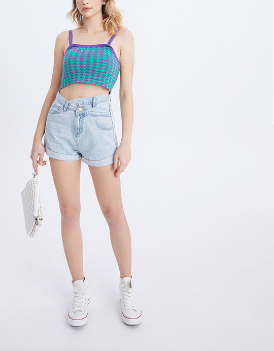 하운즈투스 무늬 니트 캐미 탑