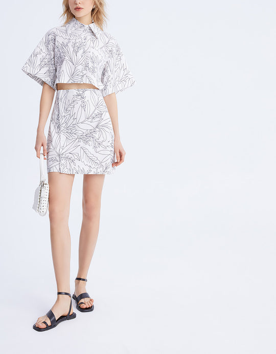 나뭇잎 프린트 드레스