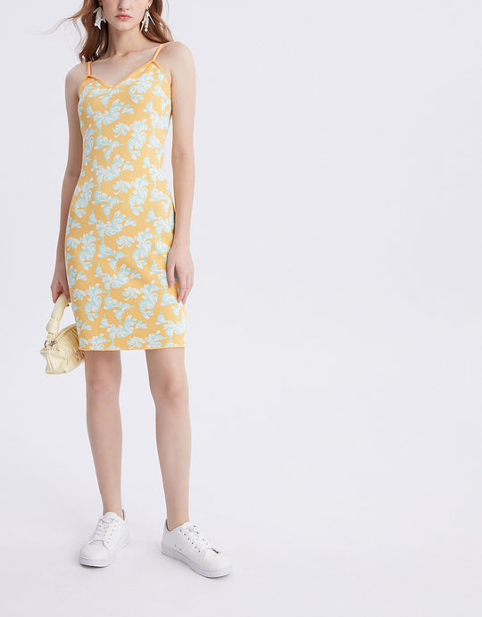 올오버 패턴 니트 캐미 드레스