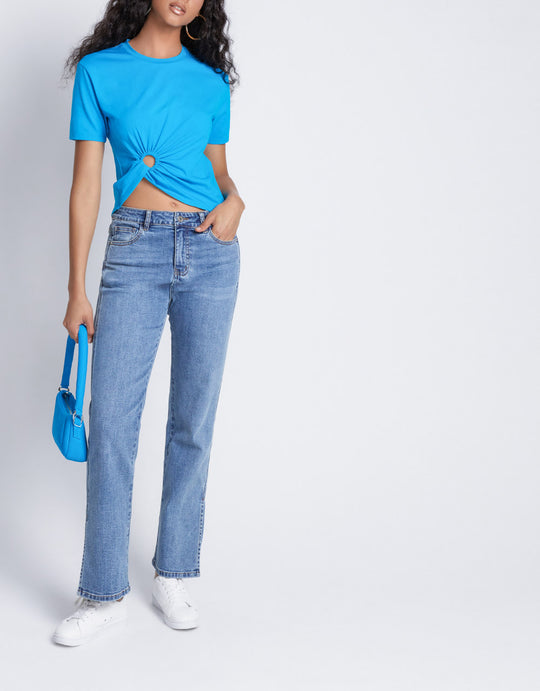 크루넥 크롭 티셔츠