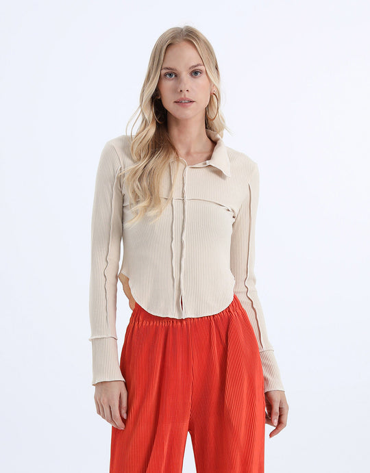 베이직 라펠 레귤러 티셔츠