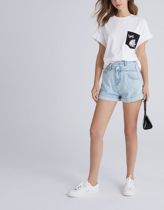 롤드 헴 데님 쇼츠