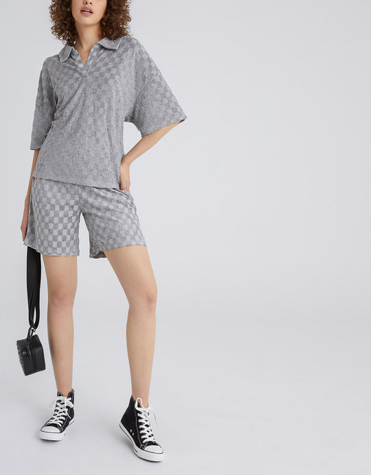 체크 패턴 폴로 셔츠