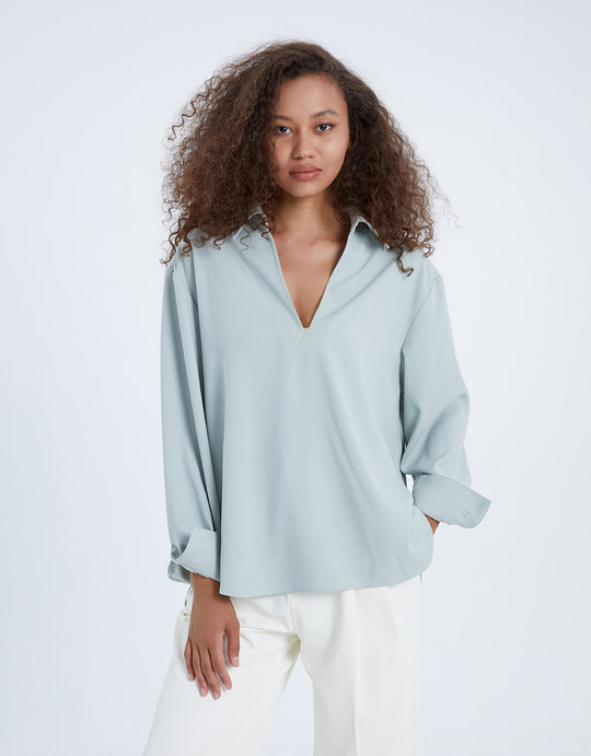 베이직 V넥 블라우스