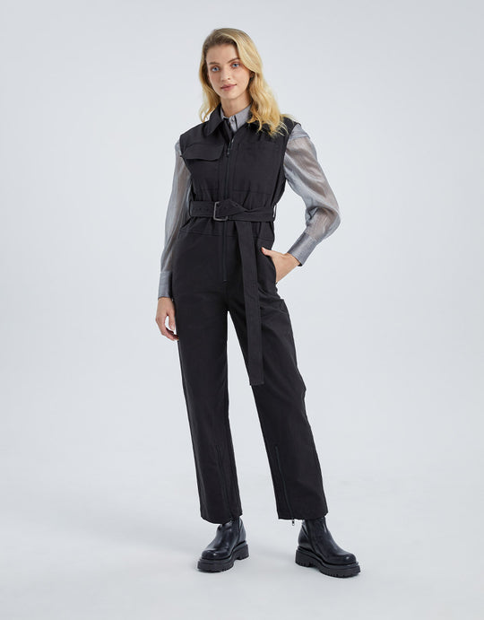 우븐 엑스트라 롱 점프수트