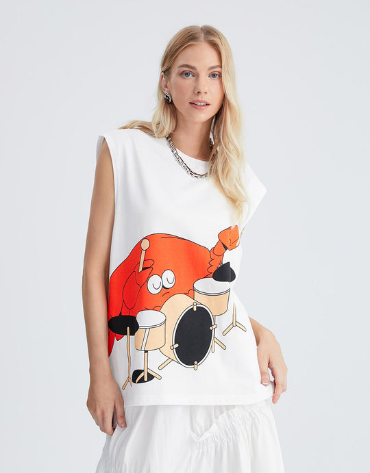 카툰 프린트 탱크탑