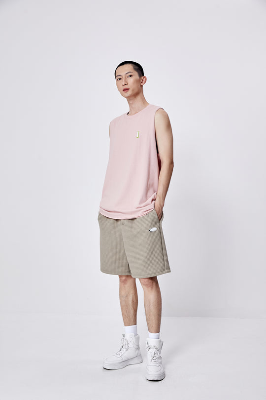 지지 크루 넥 카라 루즈핏 탱크탑