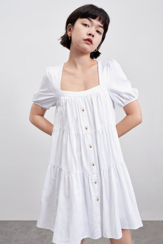 스퀘어 카라 A-Line 드레스