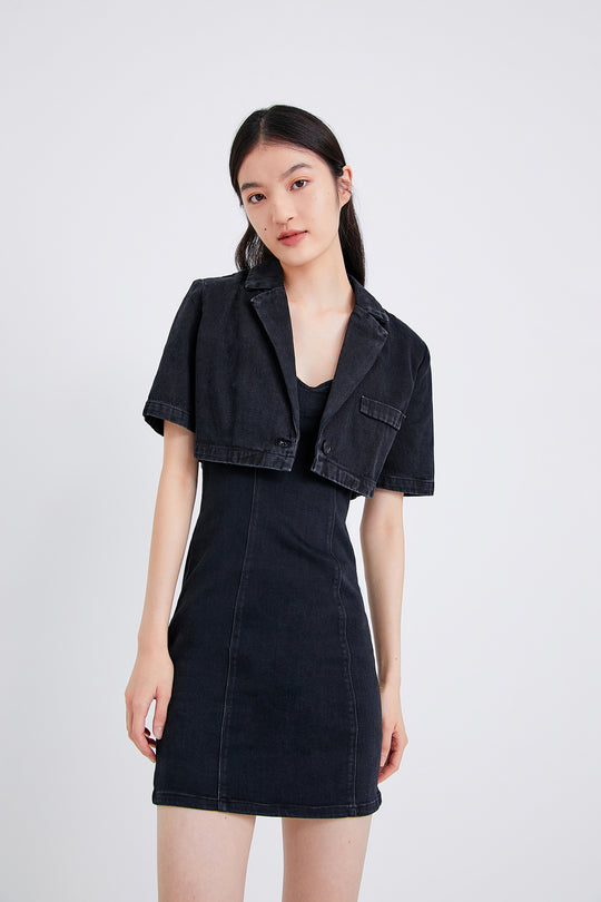 페이크 투페스 데님 드레스